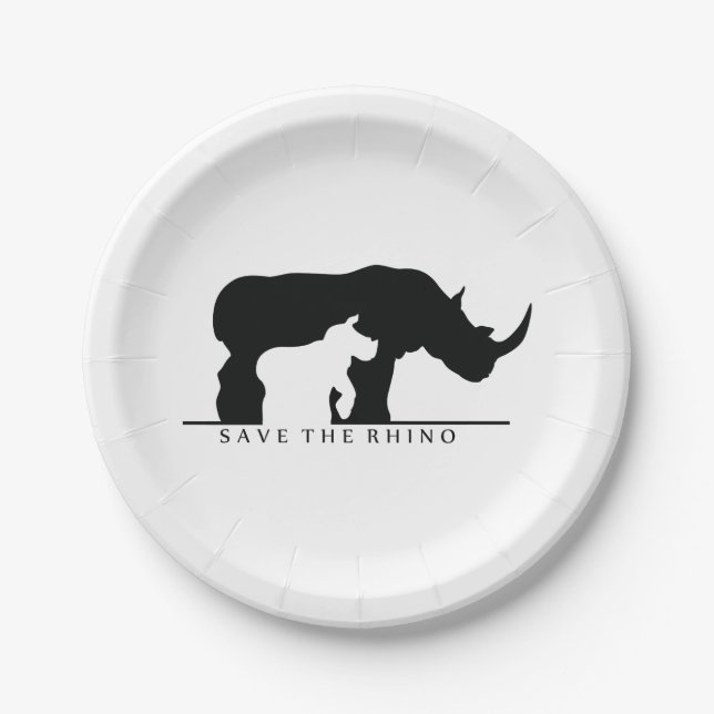 Save the Rhino Paper Plate (Front)