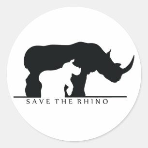 Save The Rhino (white ver.) Classic Round Sticker