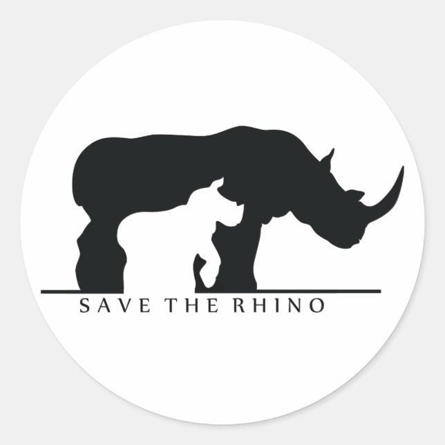 Save The Rhino (white ver.) Classic Round Sticker (Front)
