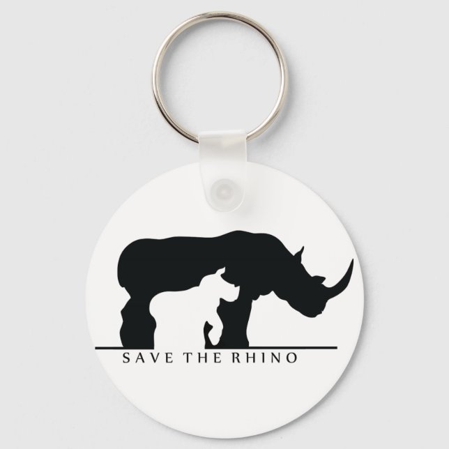 Save The Rhino (white ver.) Key Ring (Front)