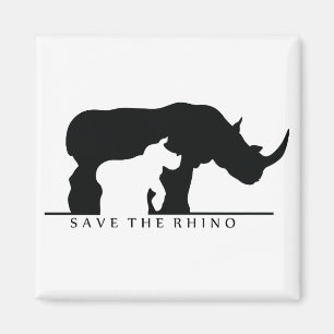 Save The Rhino (white ver.) Magnet