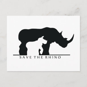 Save The Rhino (white ver.) Postcard