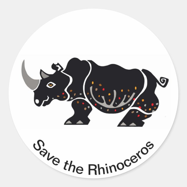 Save the RHINOCEROS - Conservation -Africa Classic Round Sticker (Front)