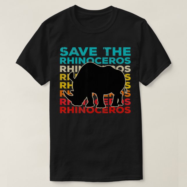 Save The Rhinoceros Rhino Funny Chubby Unicorn Ret T-Shirt (Design Front)