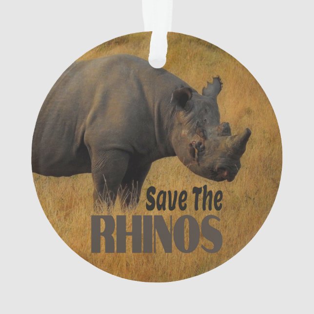 Save The Rhinos Ornament (Back)