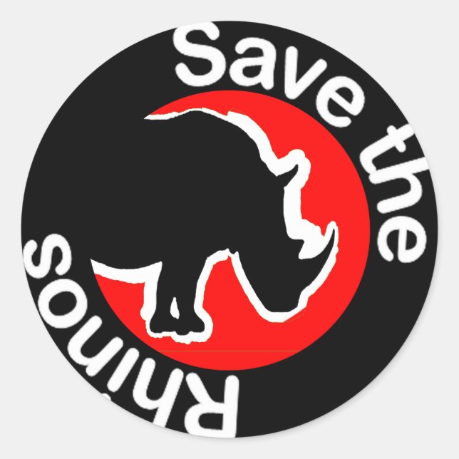 Save the rhinos red classic round sticker (Front)
