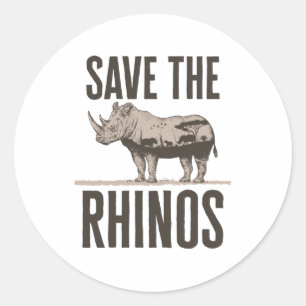 Save the Rhinos Rhino Animal Activist Conservation Classic Round Sticker