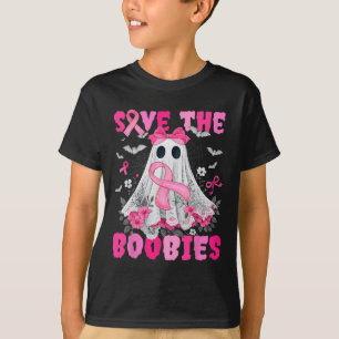 Save The S Breasties Lace Bow Breast Cancer Awaren T-Shirt