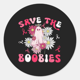 Save The S Ghost Halloween Pink Ribbon Breast Canc Classic Round Sticker