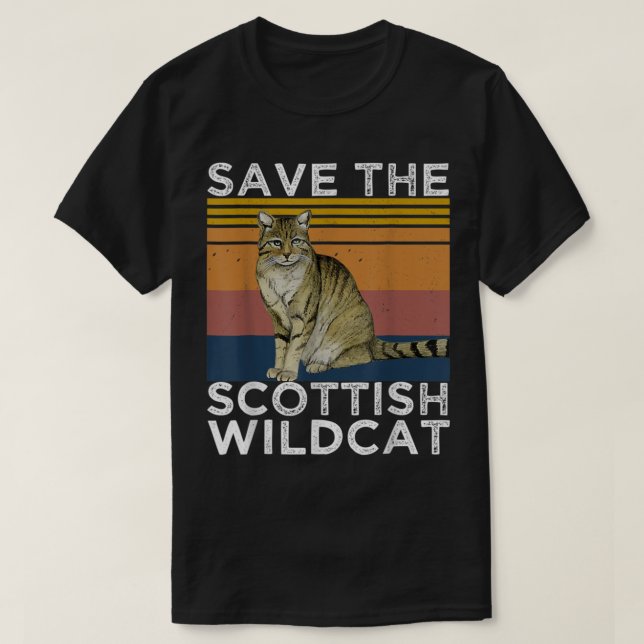 Save The Scottish Wildcat , Scottish Wildcat Lover T-Shirt (Design Front)
