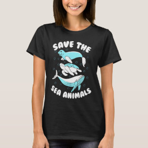 Save The Sea Animals Cute Turtle Marine Biology Co T-Shirt
