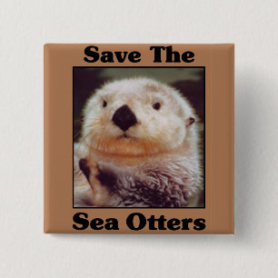 Save the Sea Otters 15 Cm Square Badge