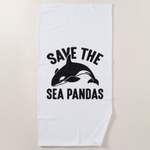 Save The Sea Pandas Beach Towel