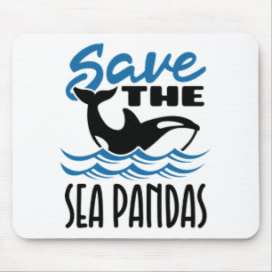Save the Sea Pandas Orca Killer Whale Whales Mouse Mat