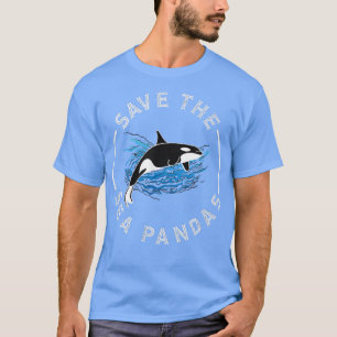 Save The Sea Pandas Orca Whales Heart Killer Whale T-Shirt