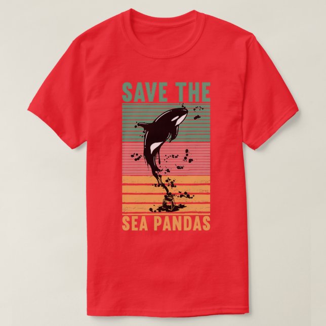 Save The Sea Pandas T-Shirt (Design Front)