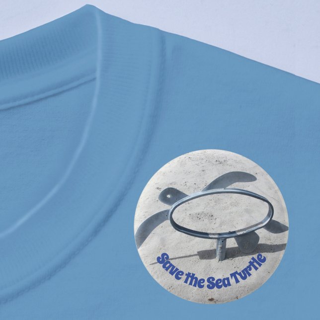 Save the Sea Turtle Disappearing Turtle Art 6 Cm Round Badge (Creator Uploaded)