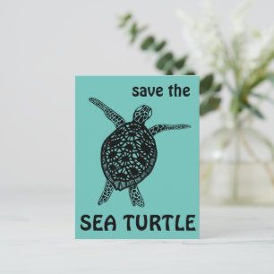 Save the Sea Turtle Tortoise Climate Change Postc Postcard