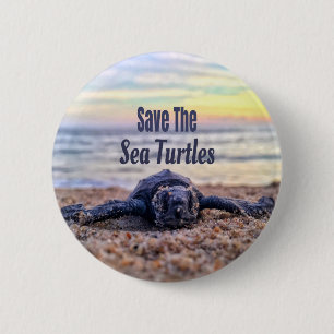 Save The Sea Turtles 6 Cm Round Badge