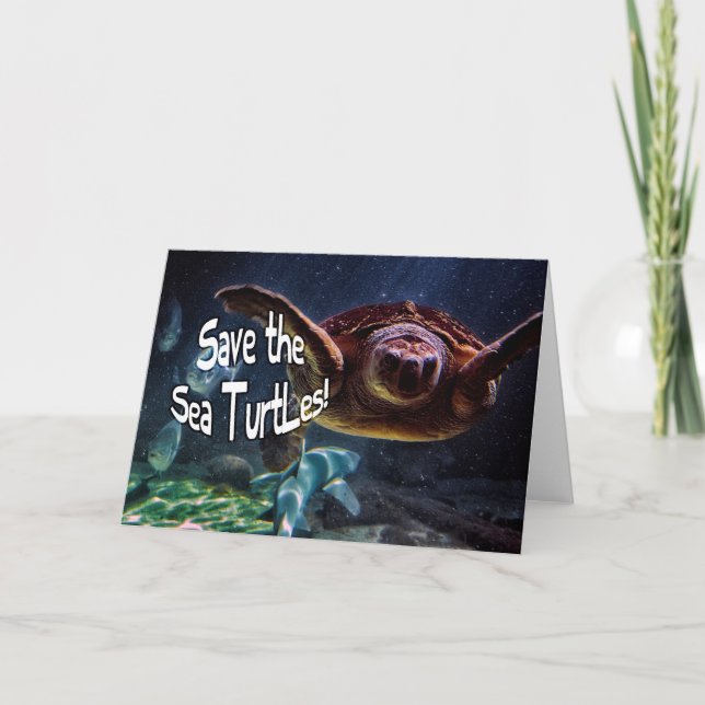 Save the Sea Turtles Animal Photo Card (Front)