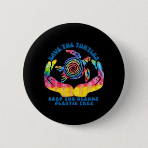 Save The Sea Turtles Keep Oceans Plastic Free 6 Cm Round Badge