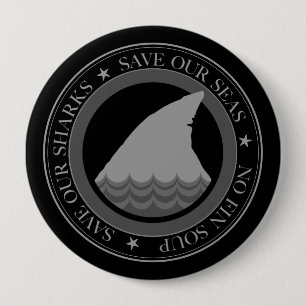 save the sharks 10 cm round badge