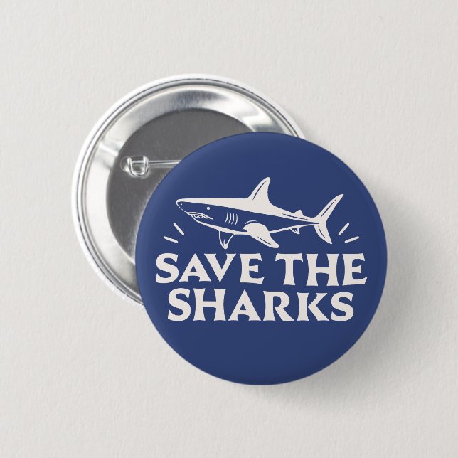 Save the sharks 6 cm round badge (Front & Back)