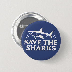 Save the sharks 6 cm round badge