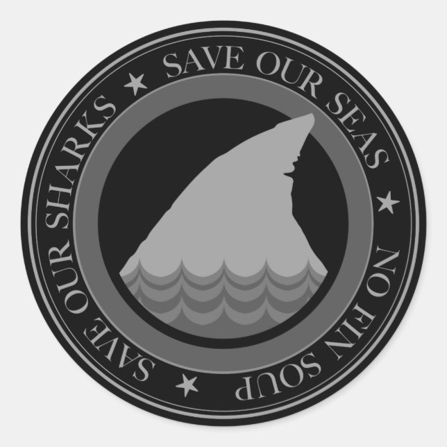 save the sharks classic round sticker (Front)