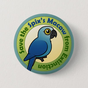 Save the Spix's Macaw from Extinction 6 Cm Round Badge