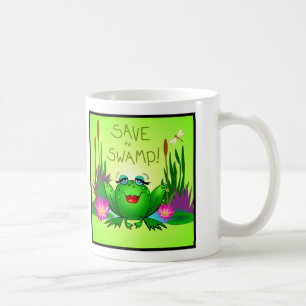 Save the Swamp Beulah the Frog Wetland Art Coffee Mug