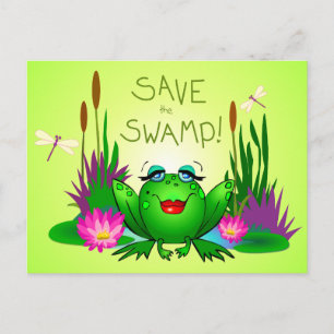 Save the Swamp Femme Fatale Frog Green Postcard