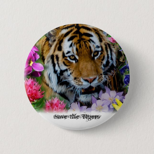Save the Tigers 6 Cm Round Badge (Front)