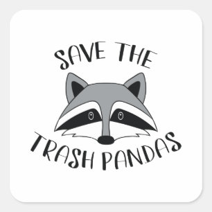 Save The Trash Pandas Square Sticker