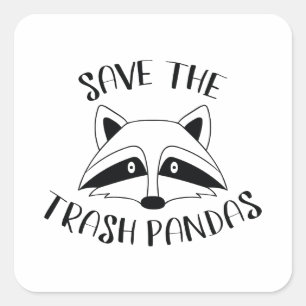 Save The Trash Pandas Square Sticker