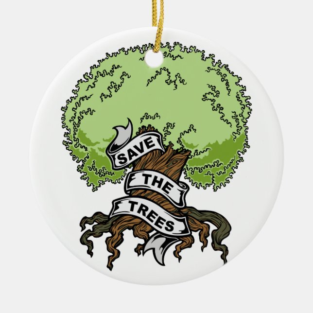 Save The Trees Ceramic Tree Decoration (Front)