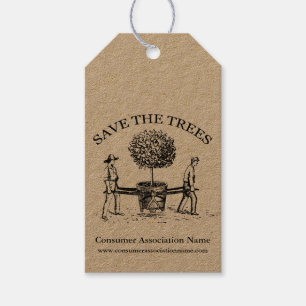 Save the Trees Vintage Illustration K gift tag 1
