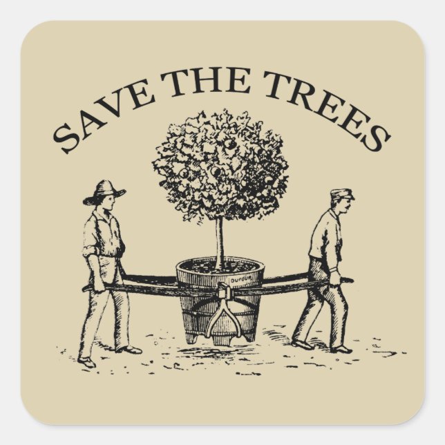 Save the Trees Vintage Illustration Sticker 1 (Front)