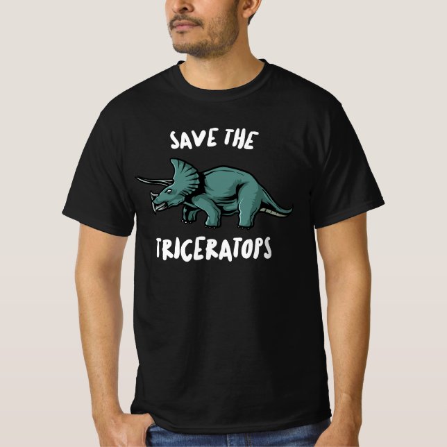 Save The Triceratops Dinosaur T-Shirt (Front)