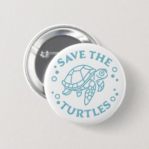 Save the turtles 6 cm round badge