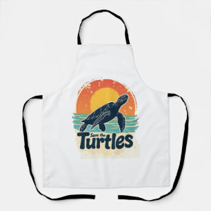 Save The Turtles Animal Rights Sea Turtle Retro St Apron