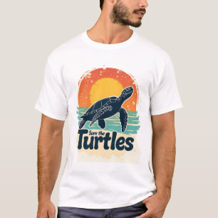 Save The Turtles Animal Rights Sea Turtle Retro St T-Shirt