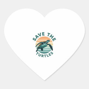 Save The Turtles Animal Turtle Pet Lover (1) Heart Sticker