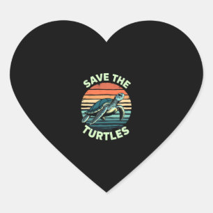 Save The Turtles Animal Turtle Pet Lover (2) Heart Sticker