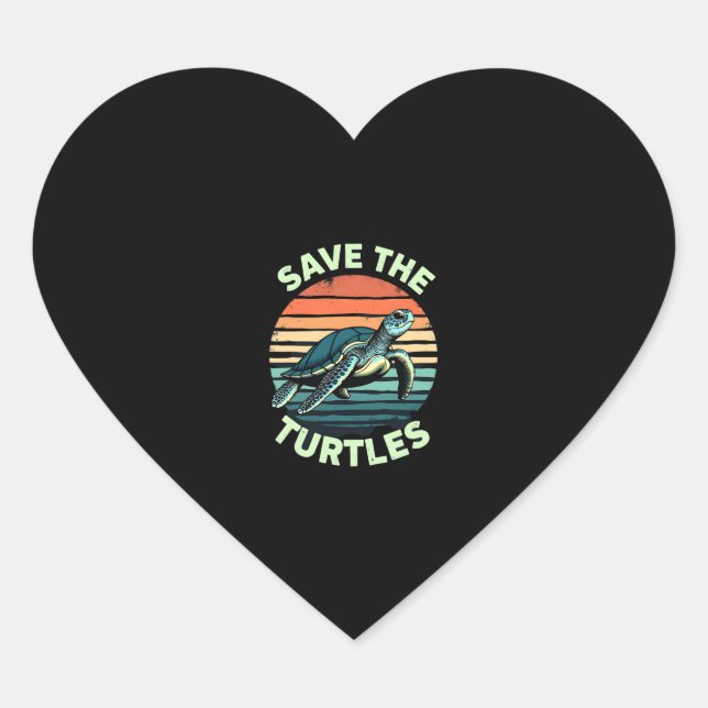 Save The Turtles Animal Turtle Pet Lover (2) Heart Sticker (Front)