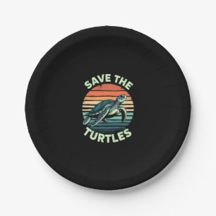Save The Turtles Animal Turtle Pet Lover (2) Paper Plate