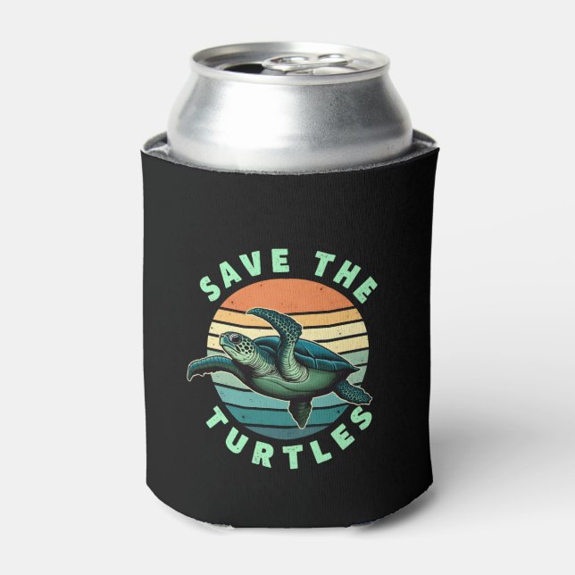 Save The Turtles Animal Turtle Pet Lover (3) Can Cooler (Can Front)