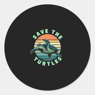 Save The Turtles Animal Turtle Pet Lover (3) Classic Round Sticker