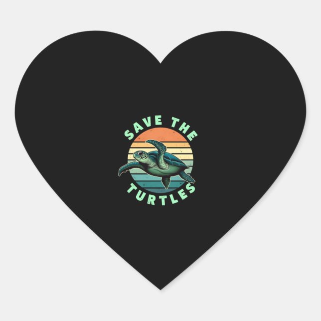 Save The Turtles Animal Turtle Pet Lover (3) Heart Sticker (Front)