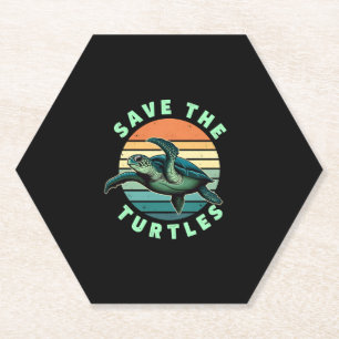 Save The Turtles Animal Turtle Pet Lover (3) Paper Coaster